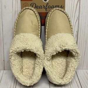 Dearfoams Whipstitch Trim Microsuede Clog Latte Cushioned XL 11-12 Washable NWT